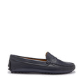 Hugs & Co Womens Penny Driving Loafers Navy Blue Leather
