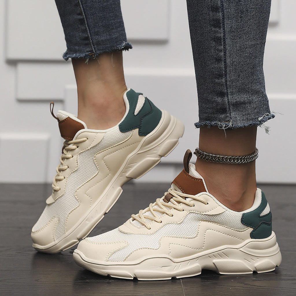 Breathable Mesh Low Top Lace Up Round Toe Trainers