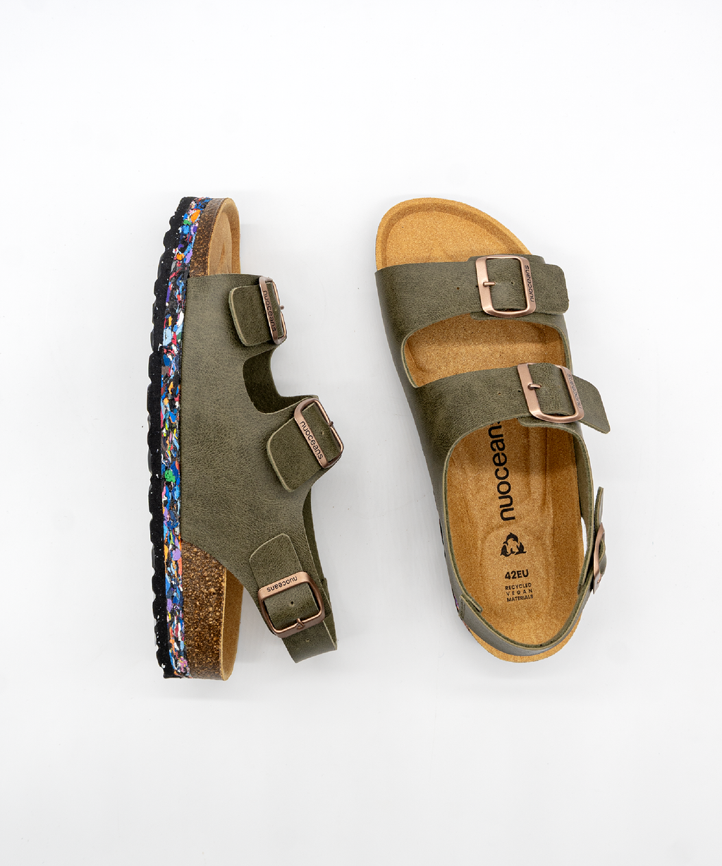Nuoceans Mossy Khaki Backstrap Sandals