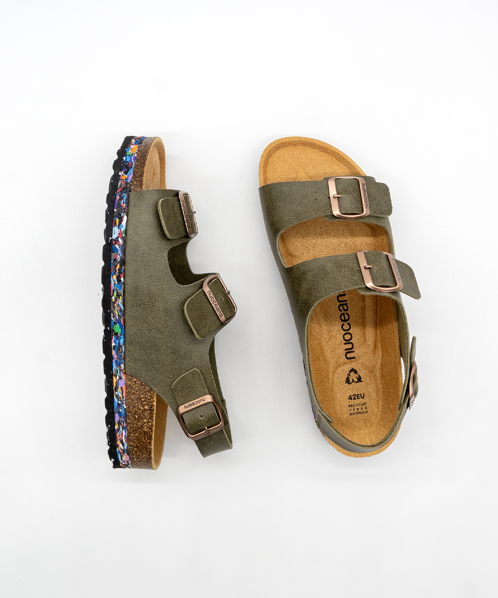 Nuoceans Mossy Khaki Backstrap Sandals