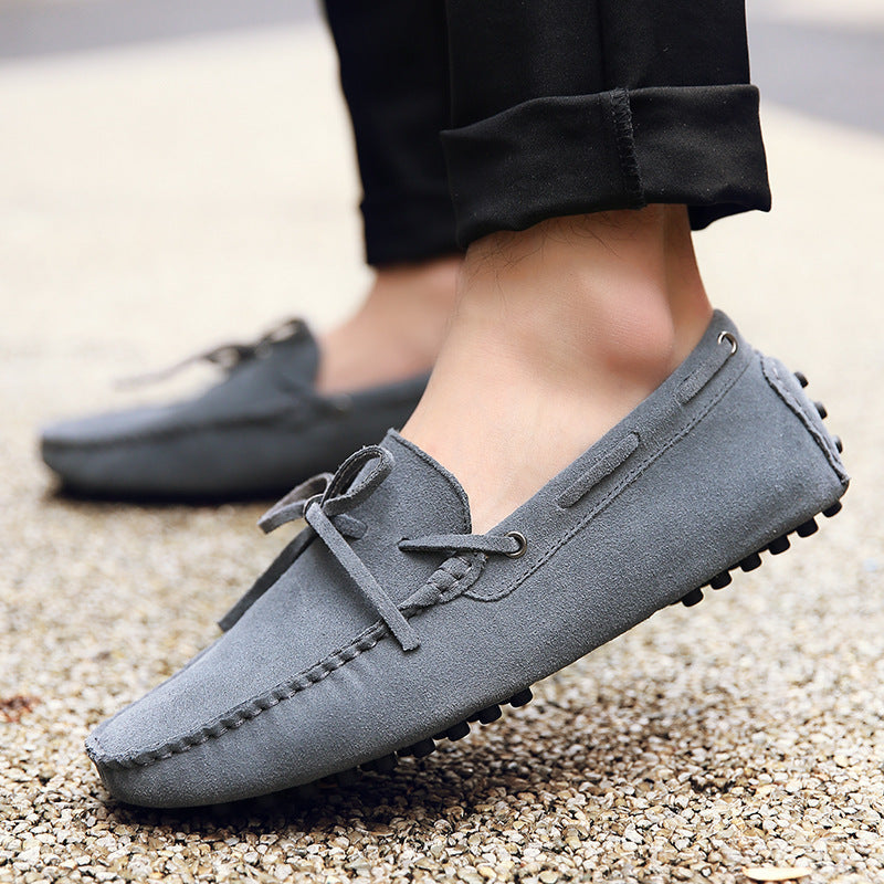Mens Leather Breathable Round Toe Navy Blue Shoes