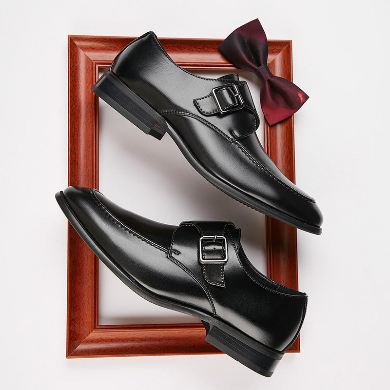 Mens Leather Breathable Buckle Strap Shoes