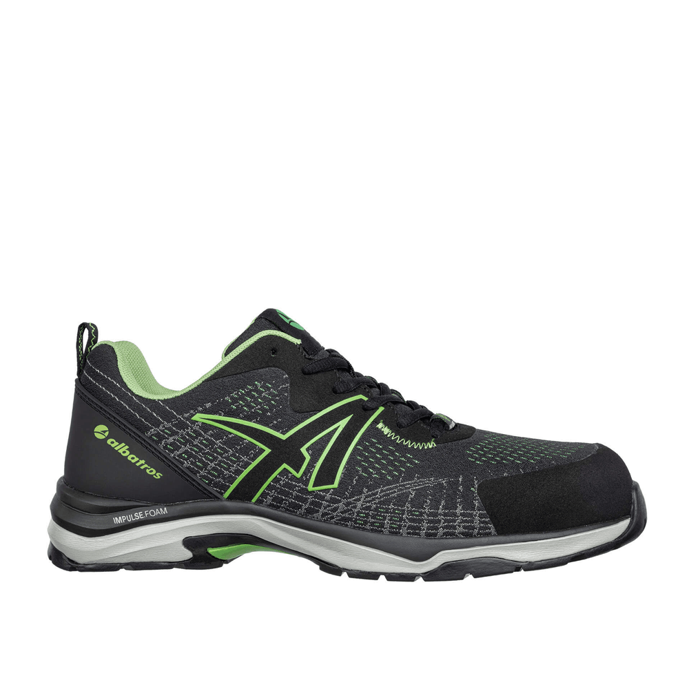 Albatros Splendid GH Low S1P ESD HRO SRC Fibreglass Safety Trainers Black/Green