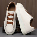 Mens Leather Breathable Lace Up Round Toe Trainers