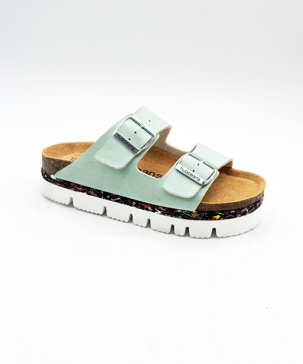 Nuoceans Bubbles Aqua Blue Platform Sandals