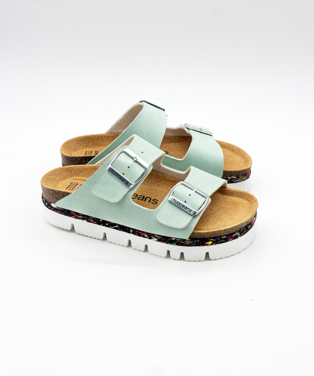 Nuoceans Bubbles Aqua Blue Platform Sandals