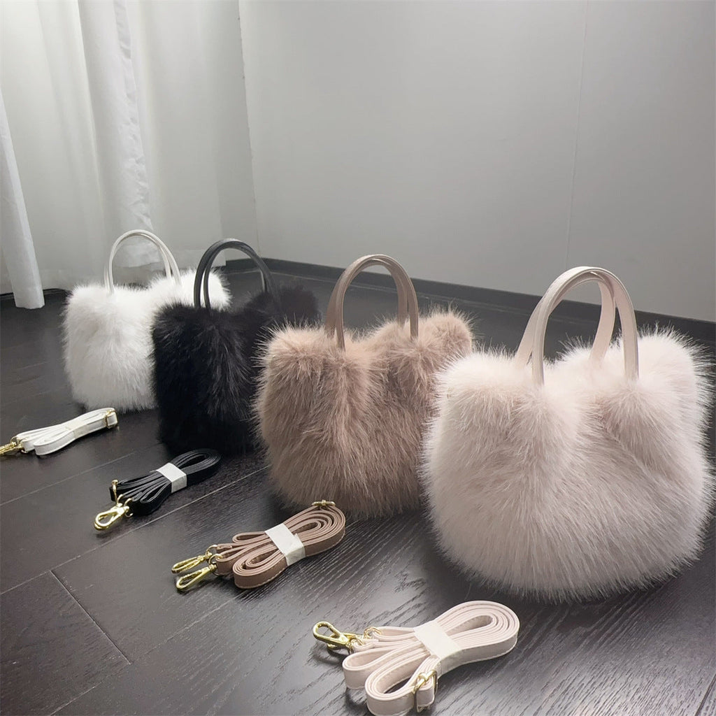 Womens Faux Fur Style Tote Bag