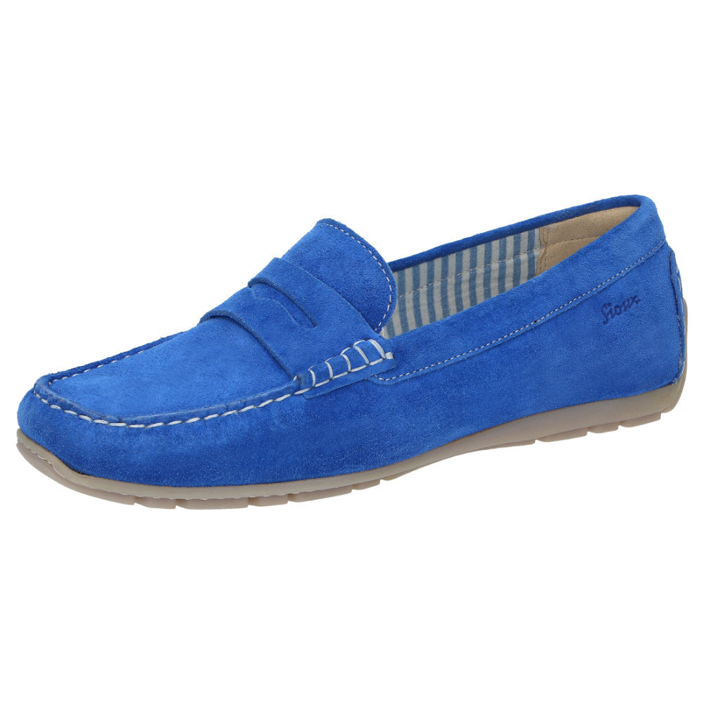 Sioux Carmona 700 Electric Blue Womens G Fit Suede Moccasins