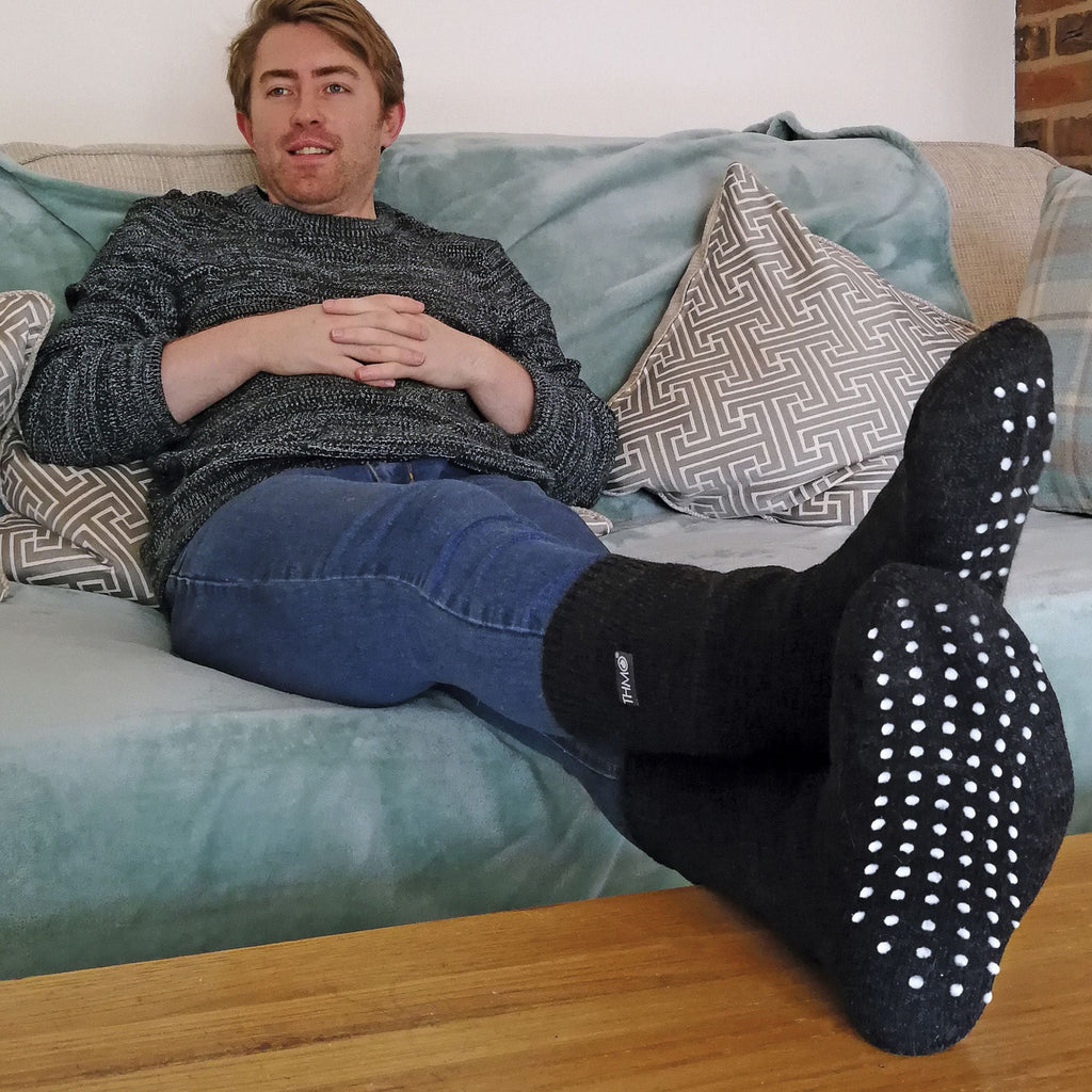THMO Mens Thermal Indoor Slipper Socks with Grips Multipack Options