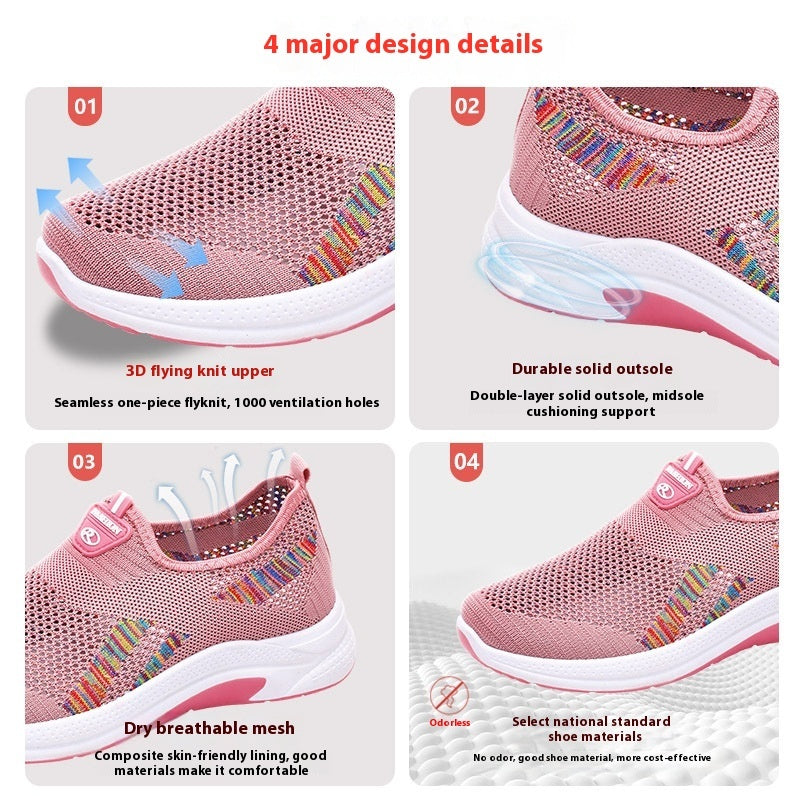 Womens Breathable Mesh Lightweight Round Toe Trainers