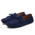 Mens Leather Breathable Round Toe Navy Blue Shoes