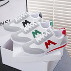 Womens Leather Low Top Lace Up Round Toe Running Trainers