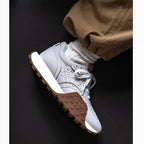 Leather Non Slip Breathable Thick Sole Grey Trainers