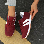 Womens Low Top Lace Up Burgundy Trainers