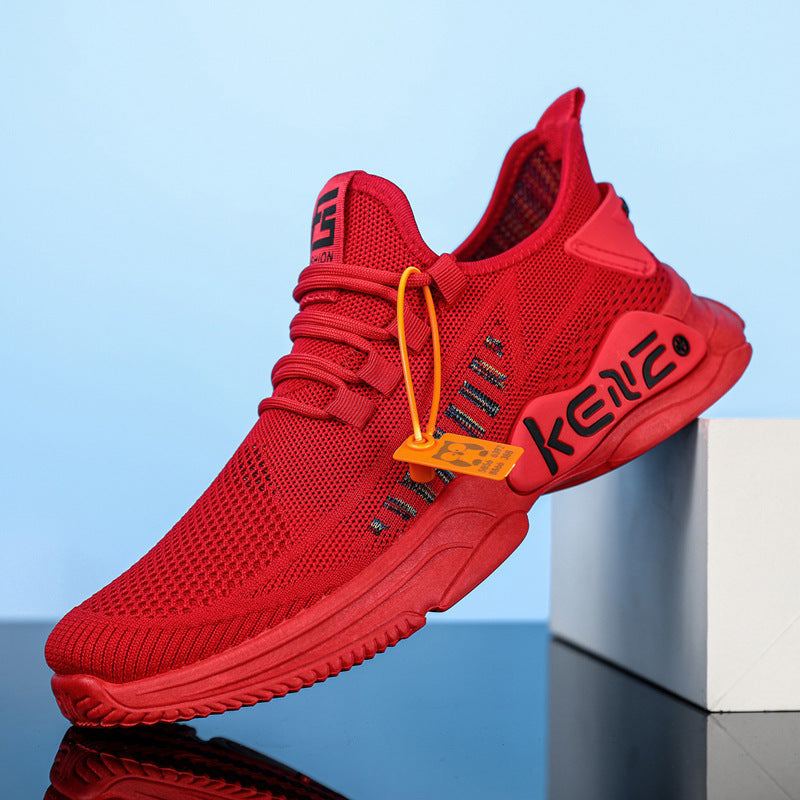 Mens Breathable Mesh Lightweight Platform Lace Up Trainers