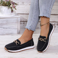 Womens Leather Platform Low Top Slip On Trainers