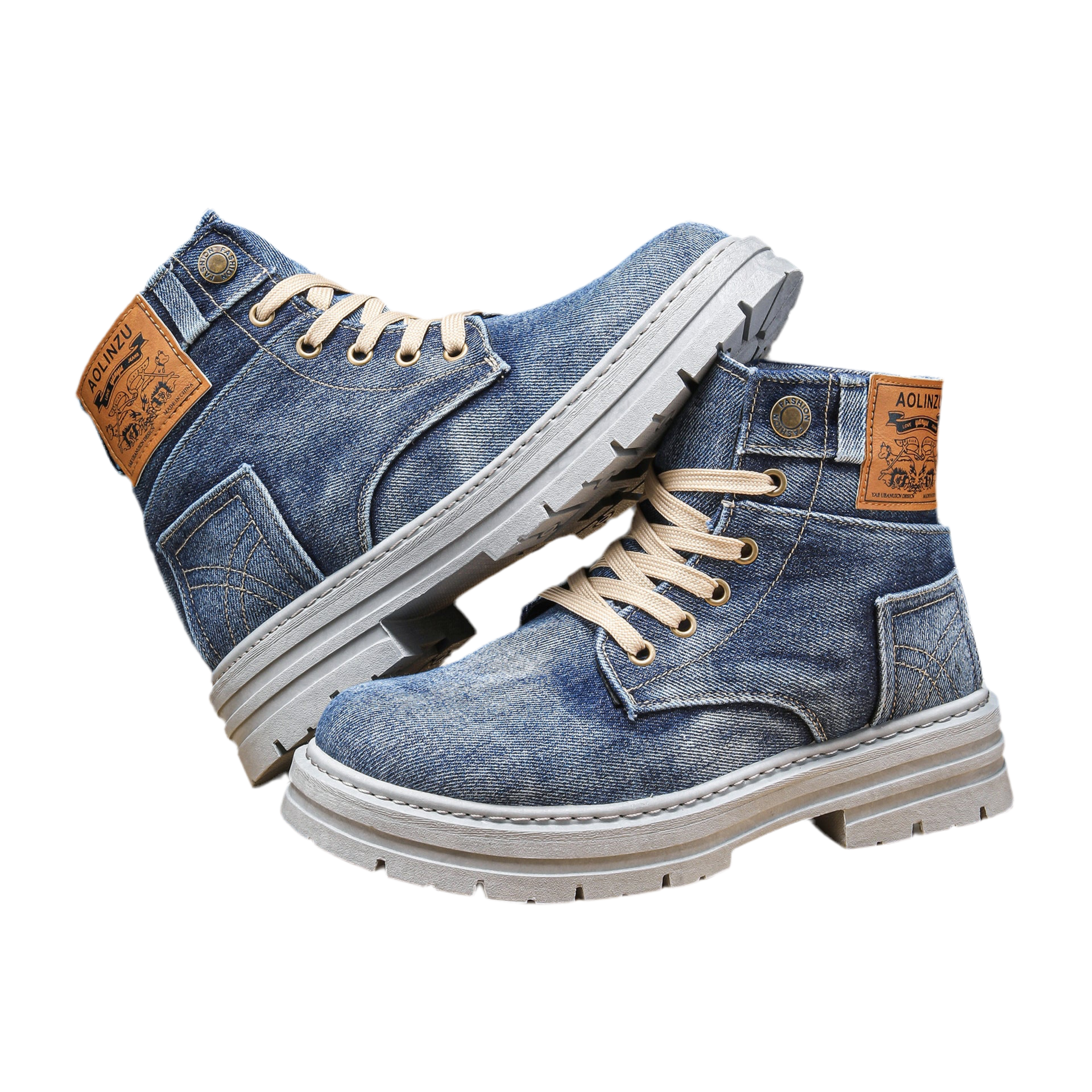 Canvas Breathable Height Increasing Wedge Heel Lace Up Boots