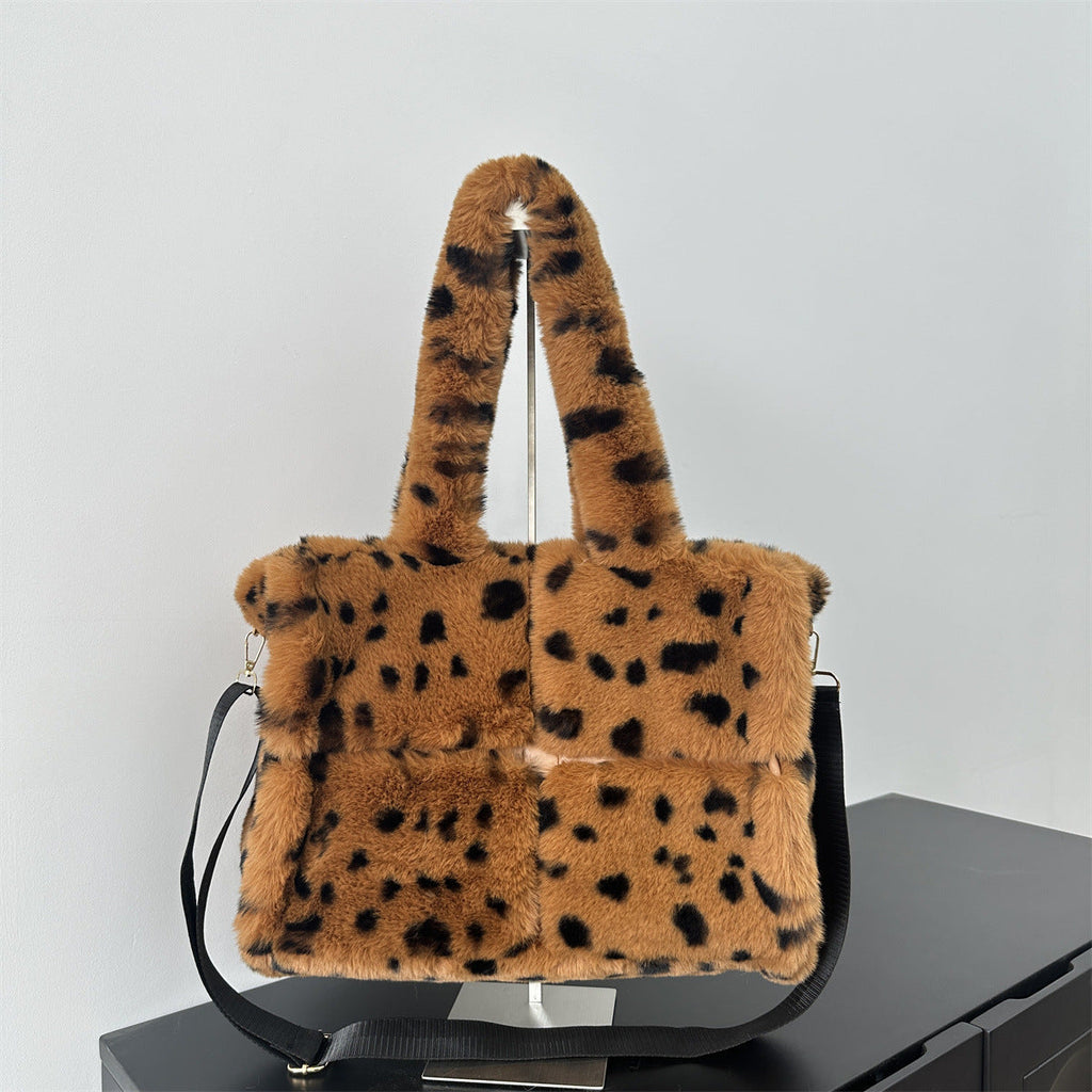Leopard Print Large Capacity Tote Messenger Bag