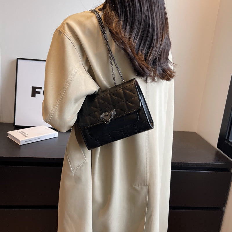 Womens Chain Lock Shoulder Messenger Bag