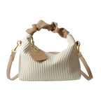 Womens PU Leather Pleated Cloud Crossbody Bag
