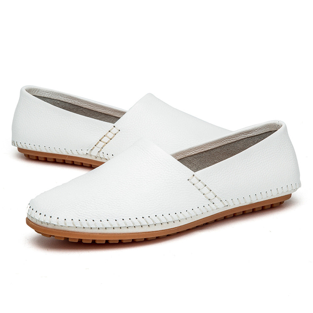 Mens Leather Round Toe Loafers