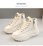 Womens Height Increasing Platform Low Top Lace Up Trainers