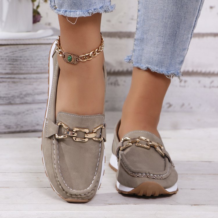 Womens Leather Platform Low Top Slip On Trainers