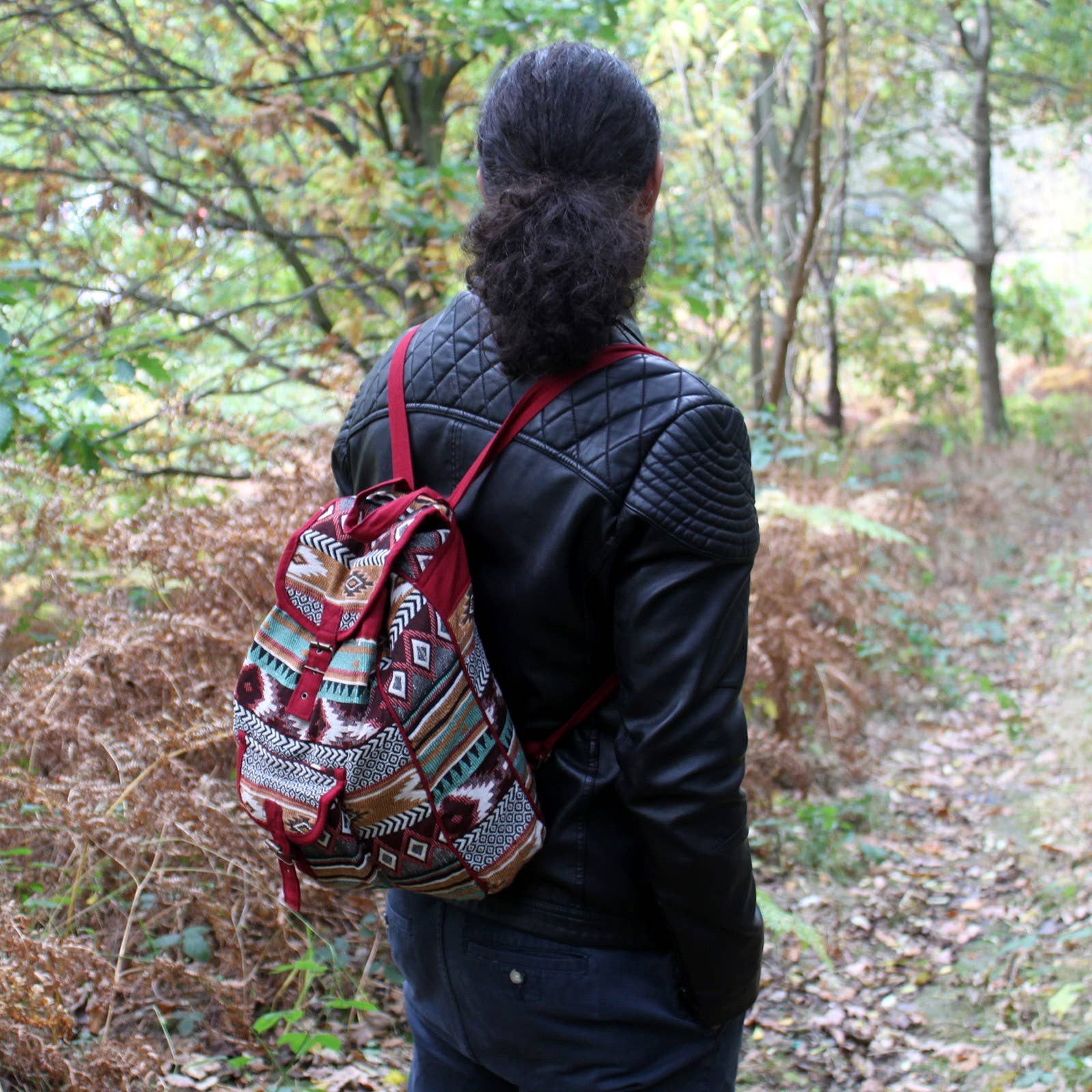 JNS-02 Chocolate Jacquard Nepal Style Backpack