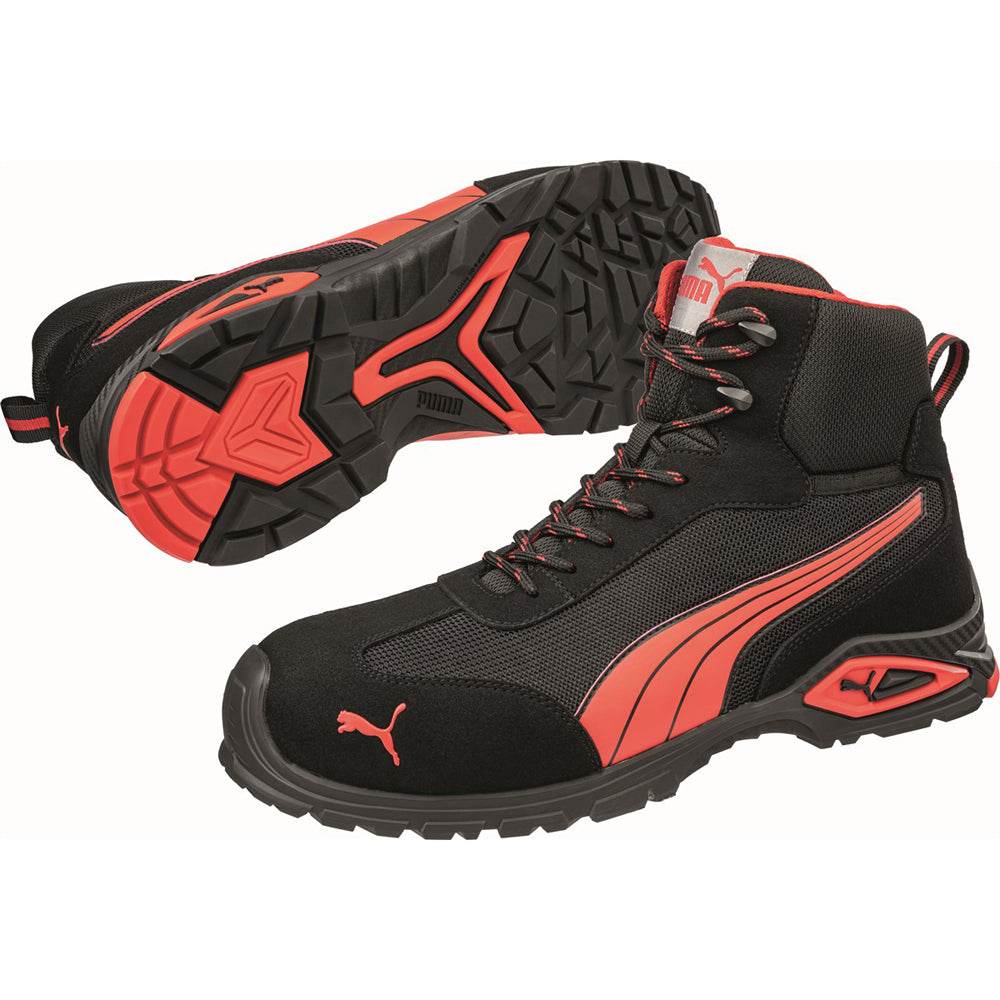 Puma Madrid Mid S1PL FO SR Safety Toe Cap Work Safety Boots Black / Red