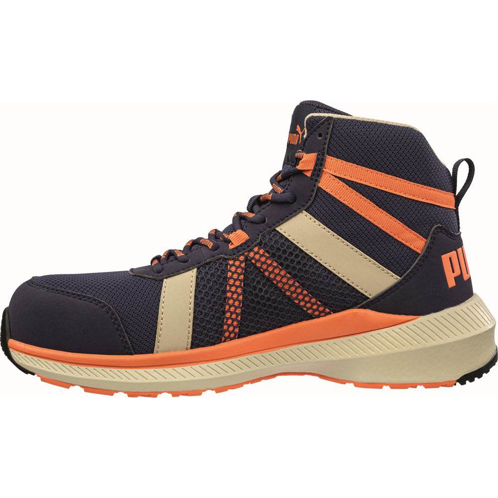 Puma Rival Mid S1PS ESD Safety Toe Cap Work Safety Boots Blue/Orange