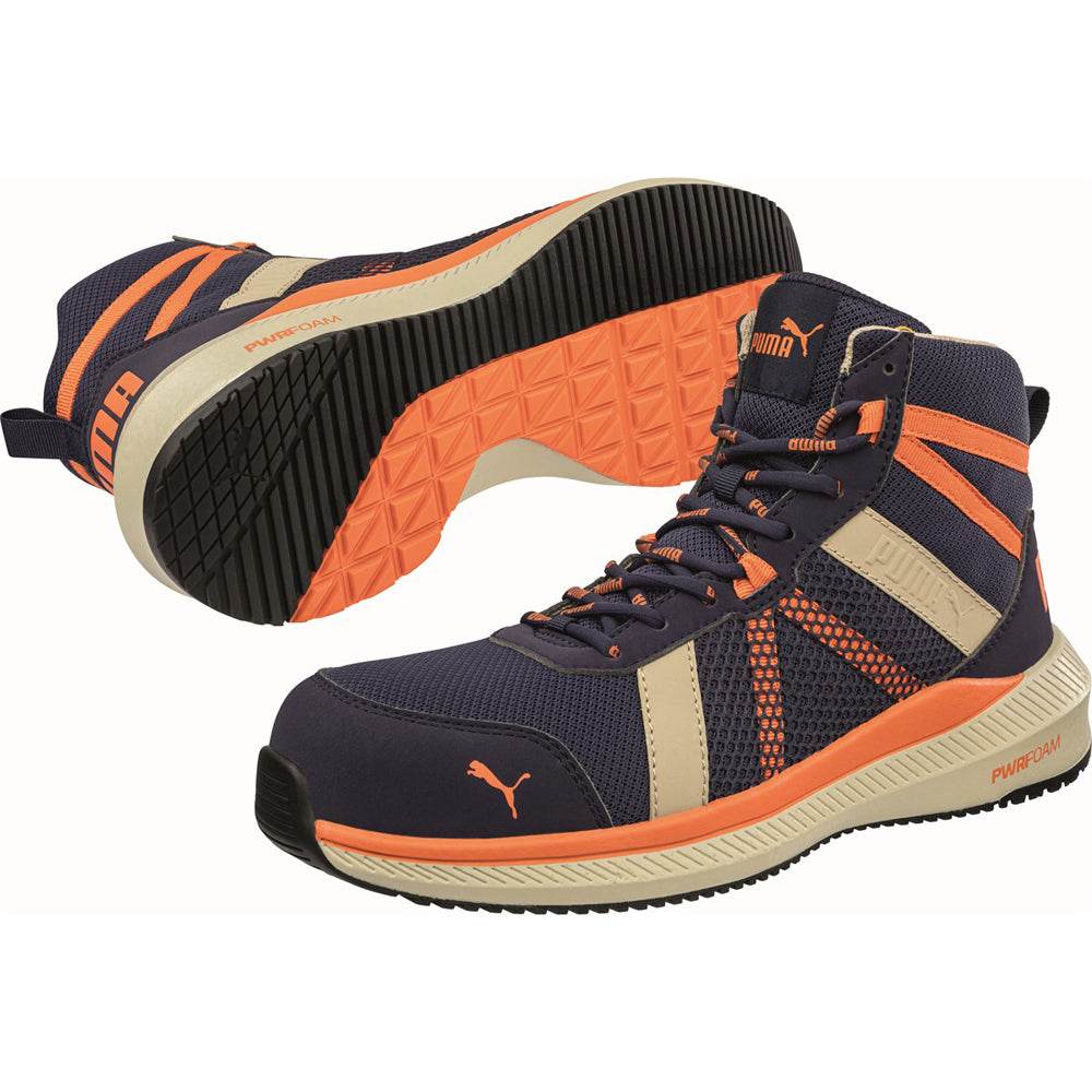 Puma Rival Mid S1PS ESD Safety Toe Cap Work Safety Boots Blue/Orange