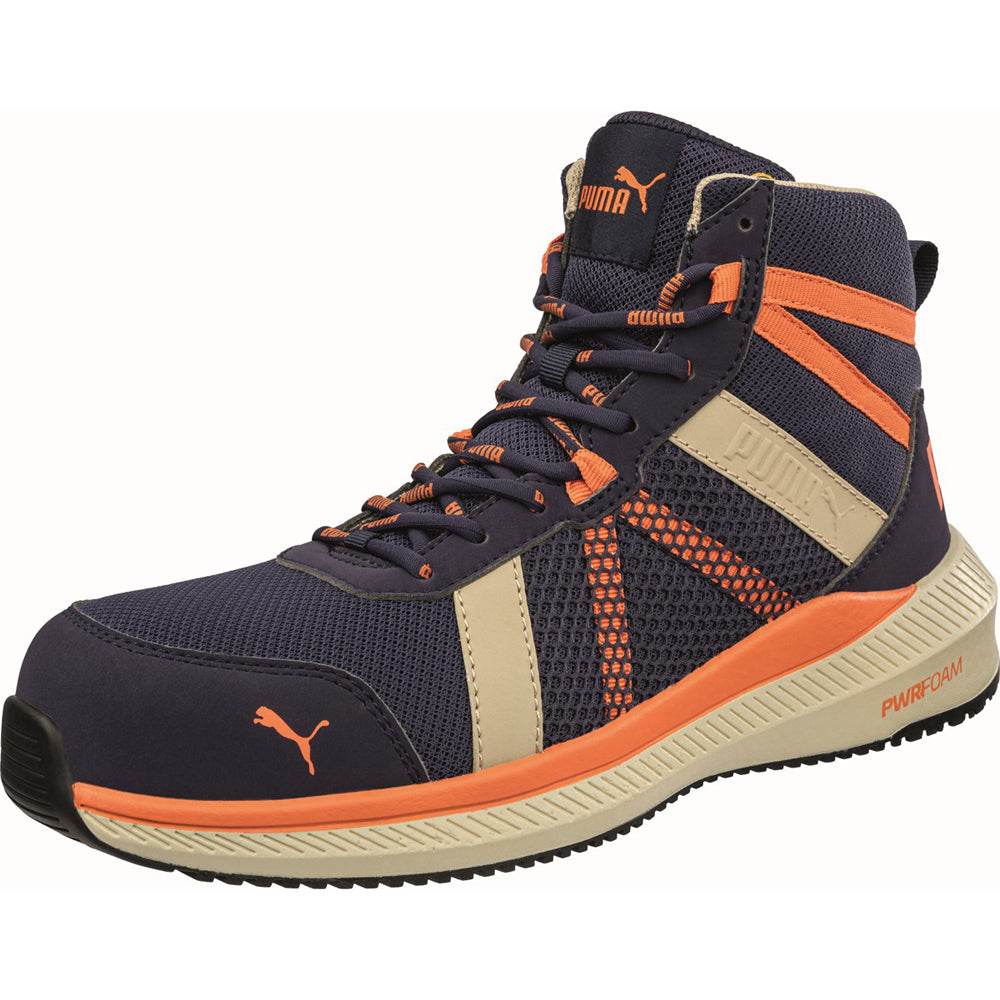 Puma Rival Mid S1PS ESD Safety Toe Cap Work Safety Boots Blue/Orange