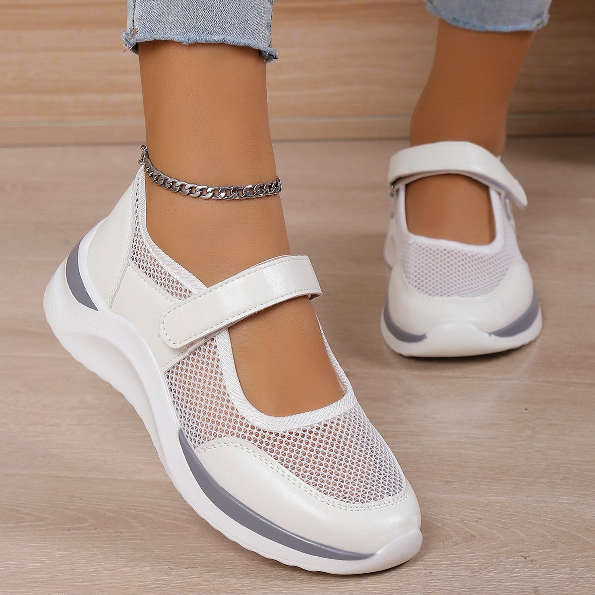 Womens Breathable Mesh Round Toe Trainers