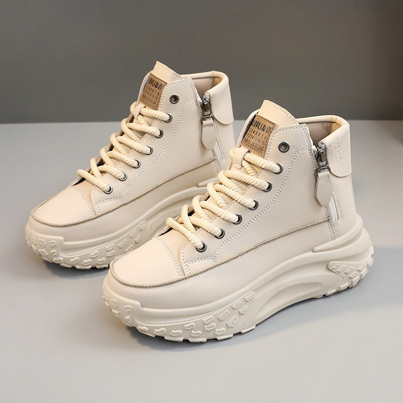 Womens Height Increasing Platform Low Top Lace Up Trainers