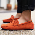 Mens Leather Breathable Round Toe Navy Blue Shoes