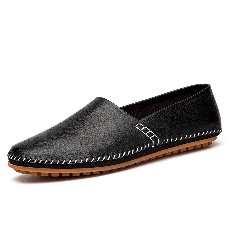Mens Leather Round Toe Loafers