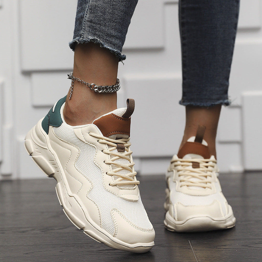 Breathable Mesh Low Top Lace Up Round Toe Trainers