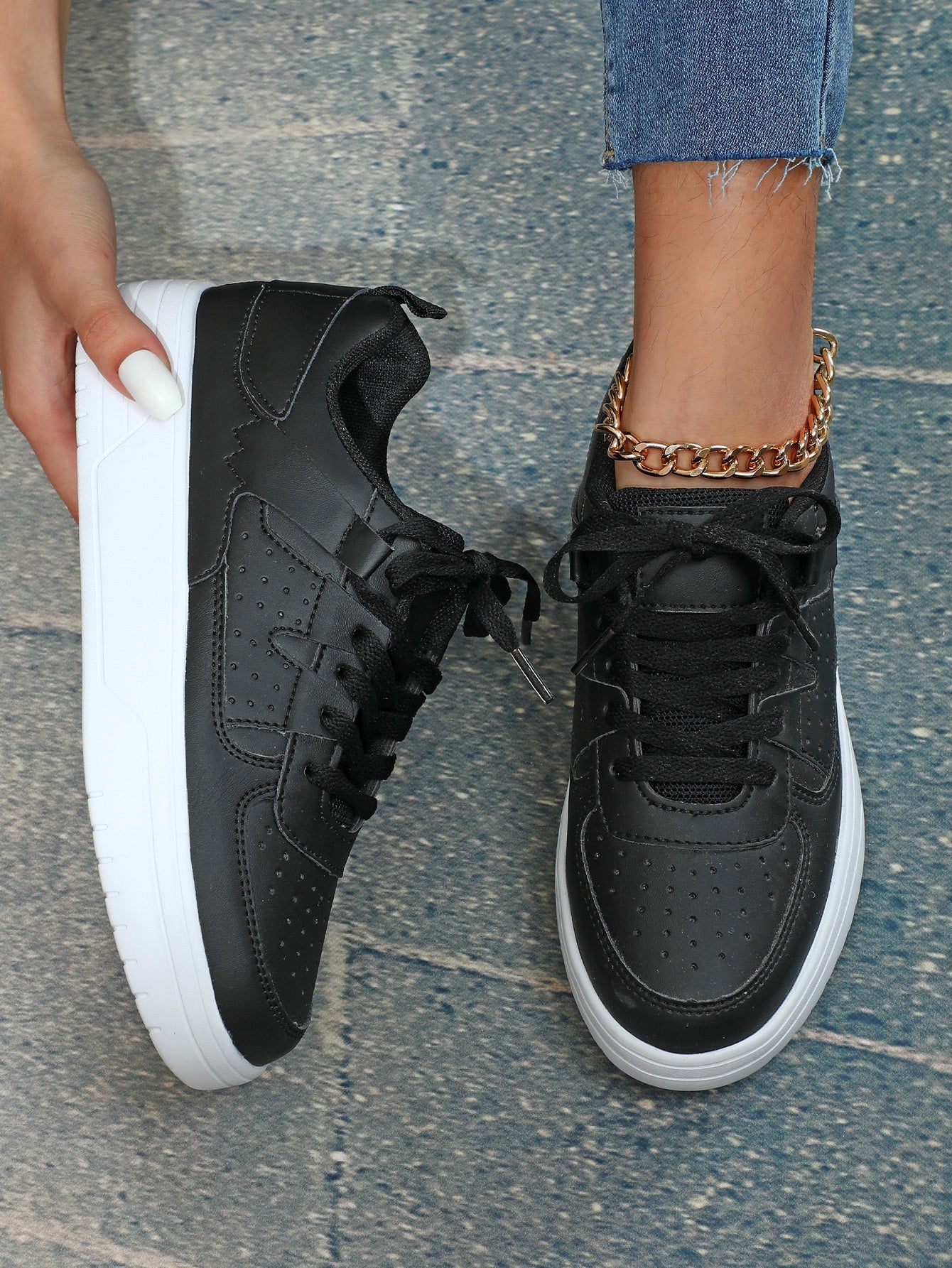 EVA Platform Low Top Lace Up Round Toe Trainers