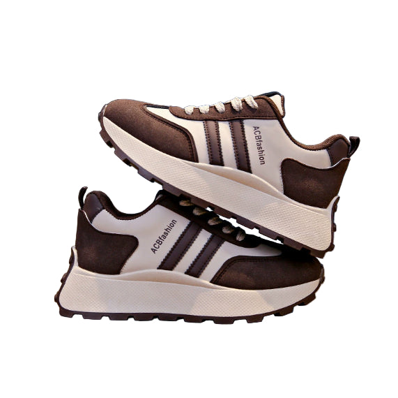 Womens Leather Breathable Lightweight Height Increasing Running Trainers