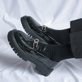Mens Leather Platform Low Top Round Toe Lace Up Shoes