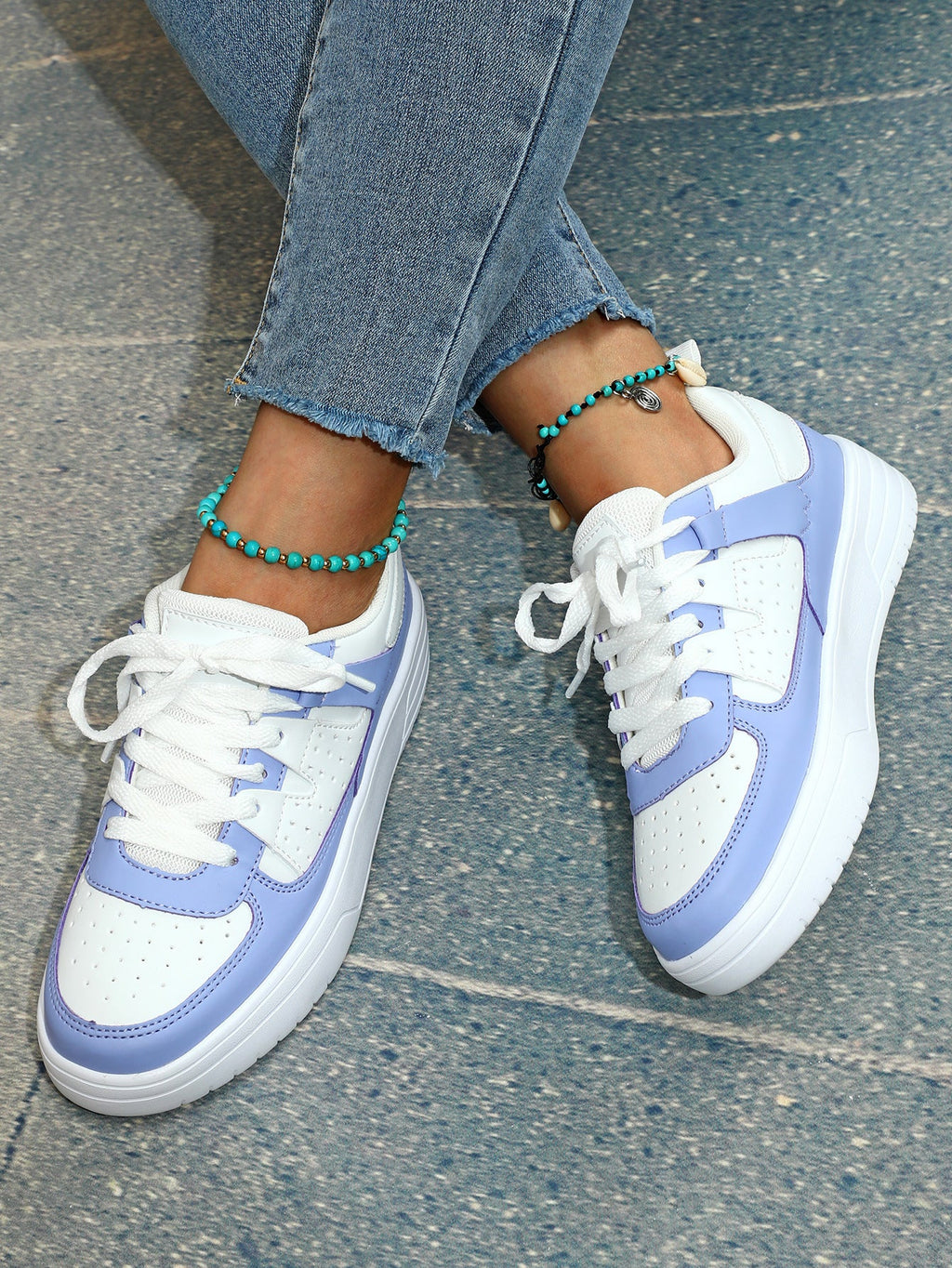 EVA Platform Low Top Lace Up Round Toe Trainers