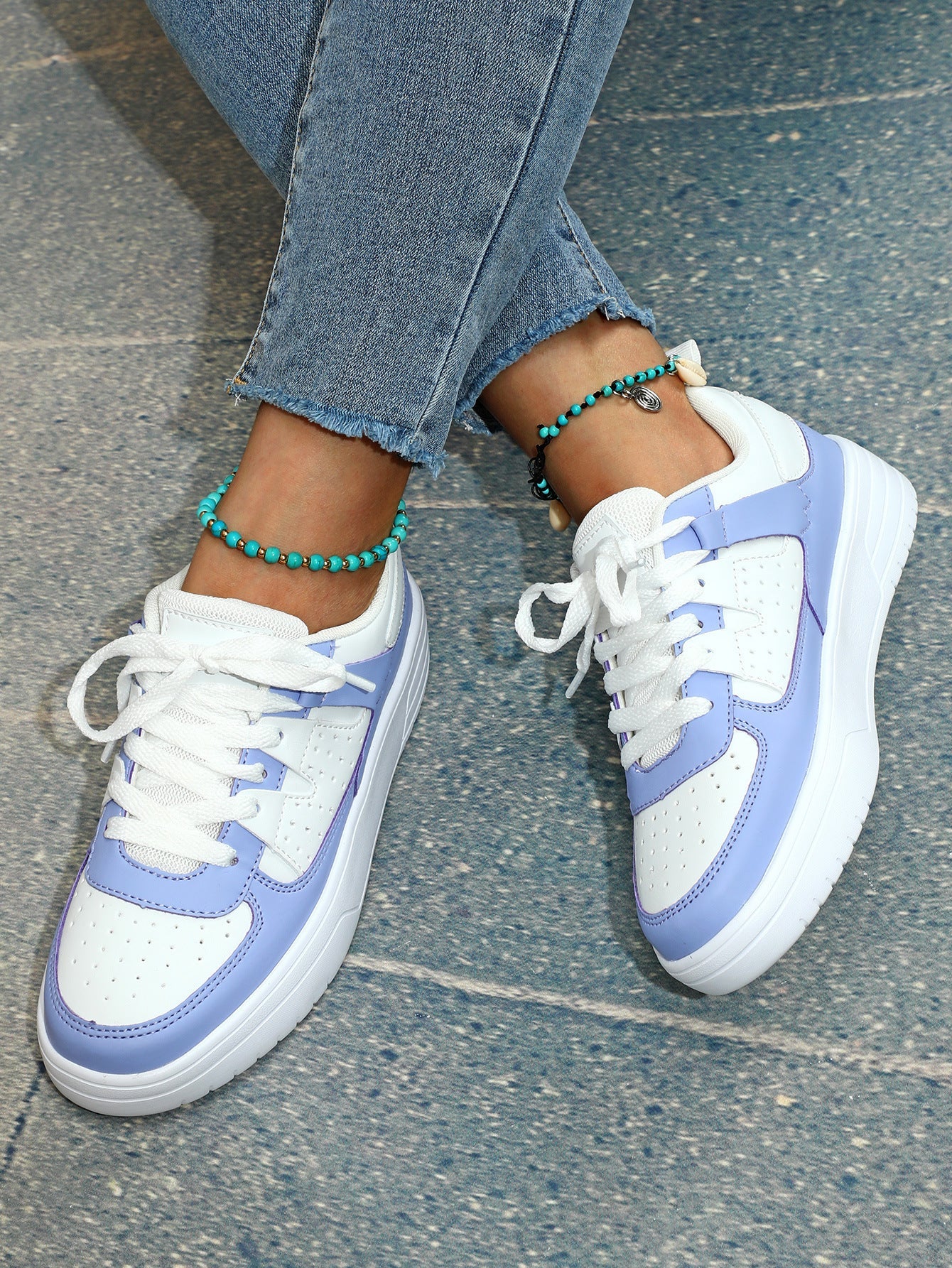 EVA Platform Low Top Lace Up Round Toe Trainers