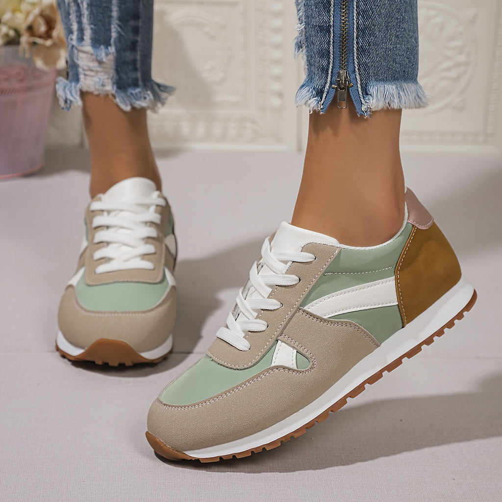 Womens Lightweight Low Top Lace Up Khaki Green Trainers