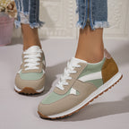 Womens Lightweight Low Top Lace Up Khaki Green Trainers