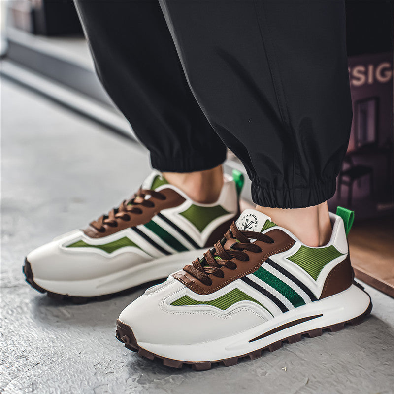 Leather Non Slip Breathable Lightweight Platform Running Trainers