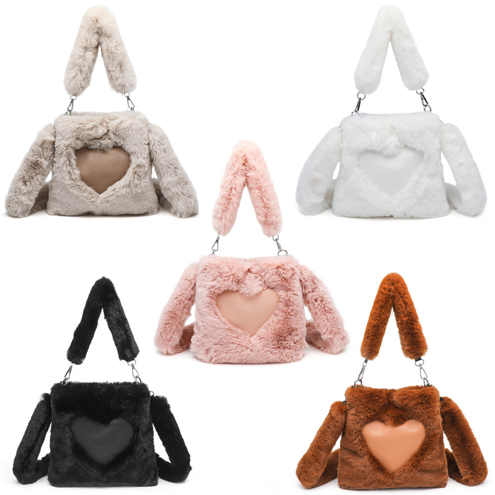 Womens Fluffy Plush Top Handle Shoulder Bag