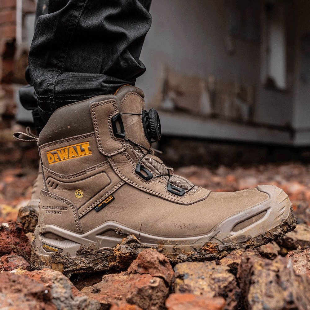 DeWalt Lander Leather Water-Resistant Composite BOA Safety Work Safety Boots Stone / Black