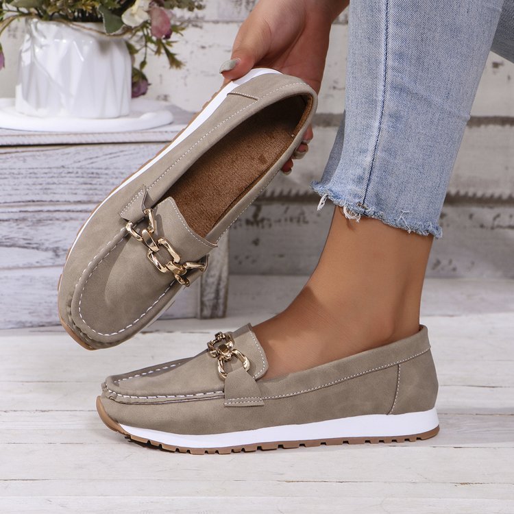 Womens Leather Platform Low Top Slip On Trainers