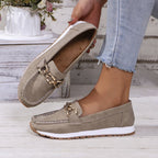 Womens Leather Platform Low Top Slip On Trainers