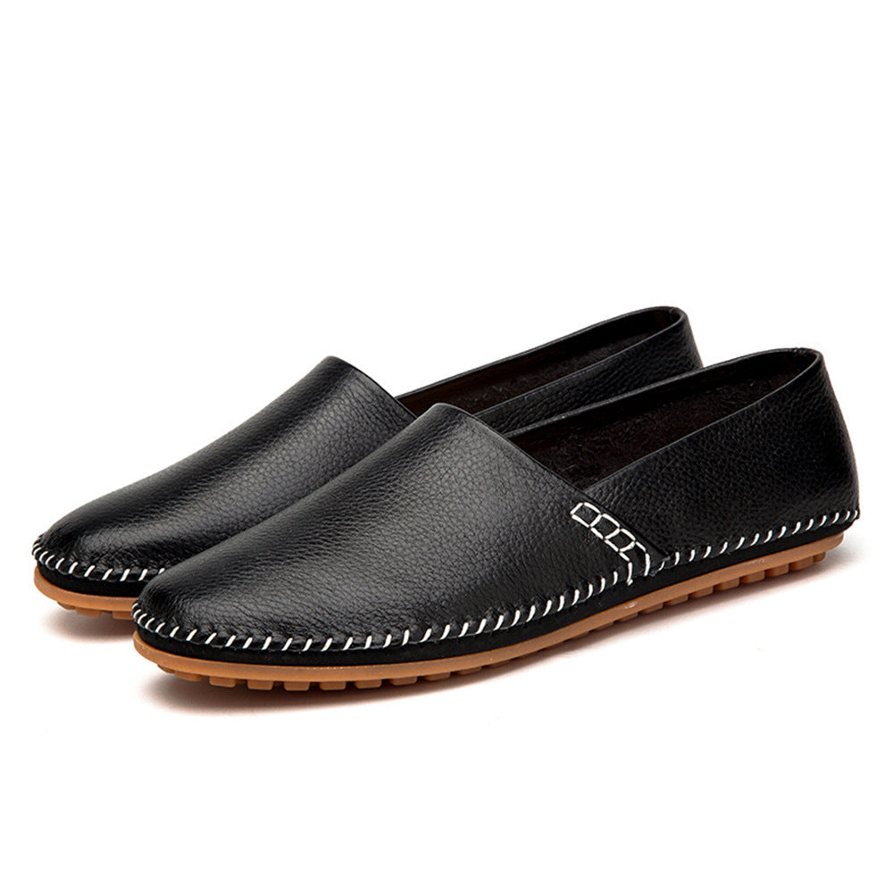 Mens Leather Round Toe Loafers